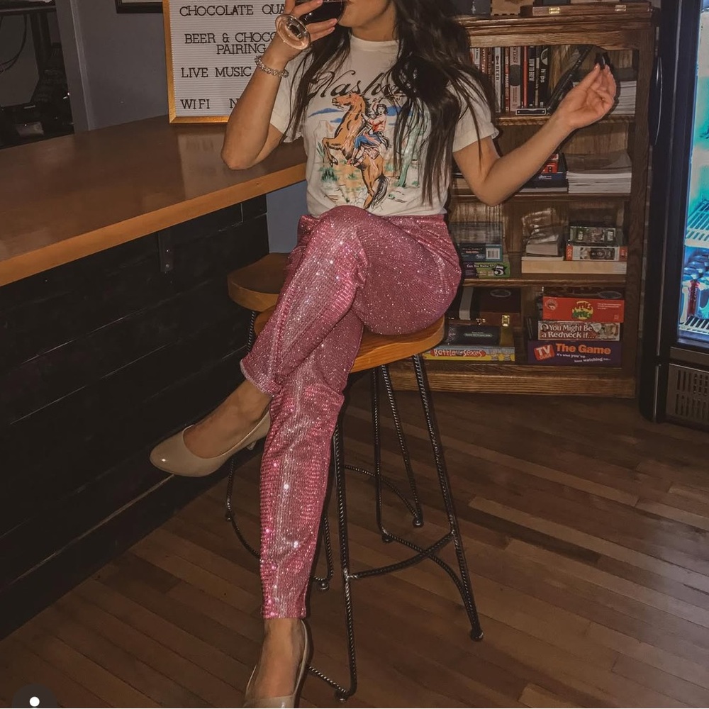 Sans Souci Pink Straight Leg Pants